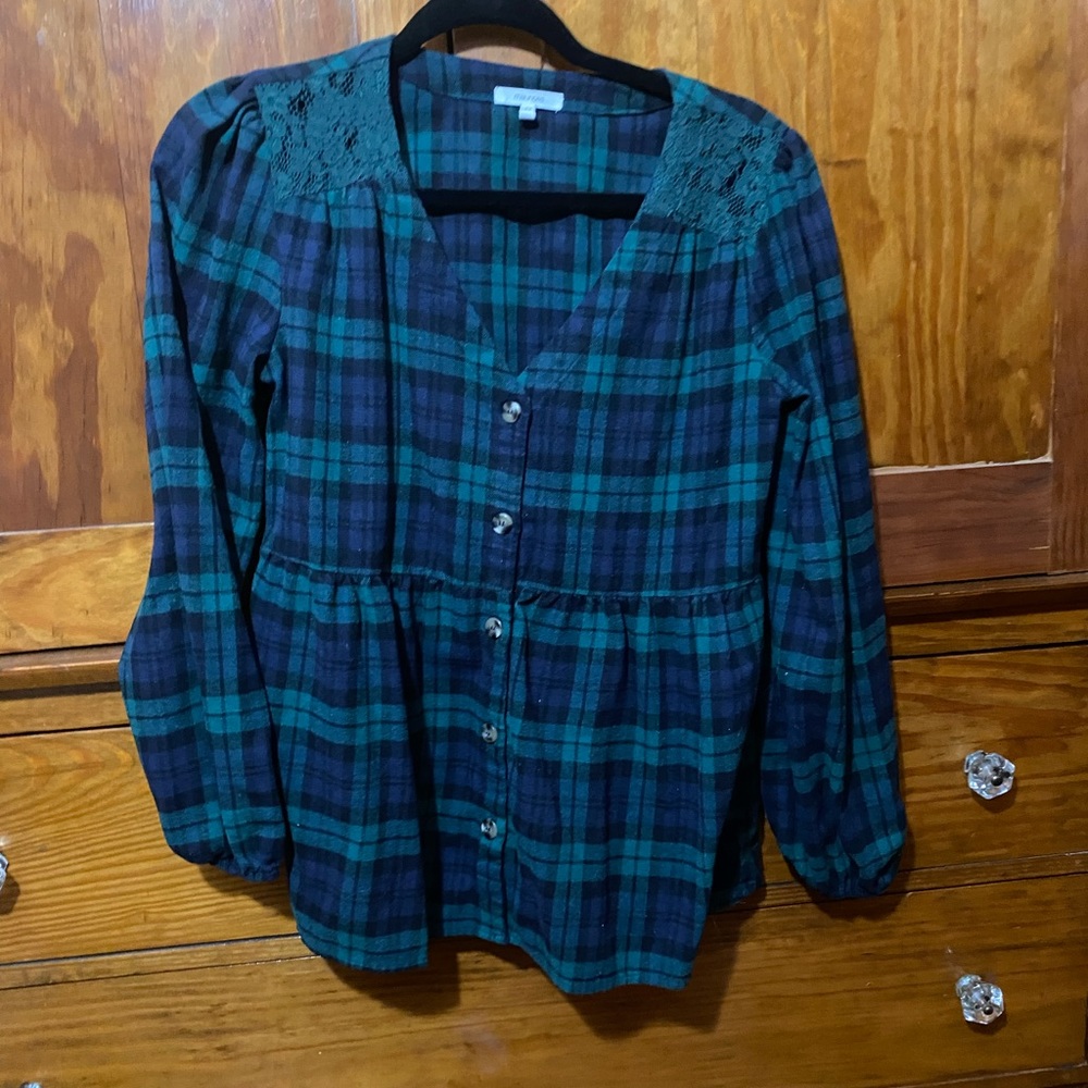 Maurice’s babydoll plaid flannel shirt